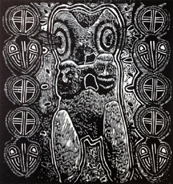 Diogenes Ballester - Puerto Rico - Pensamiento Taino-woodcut print